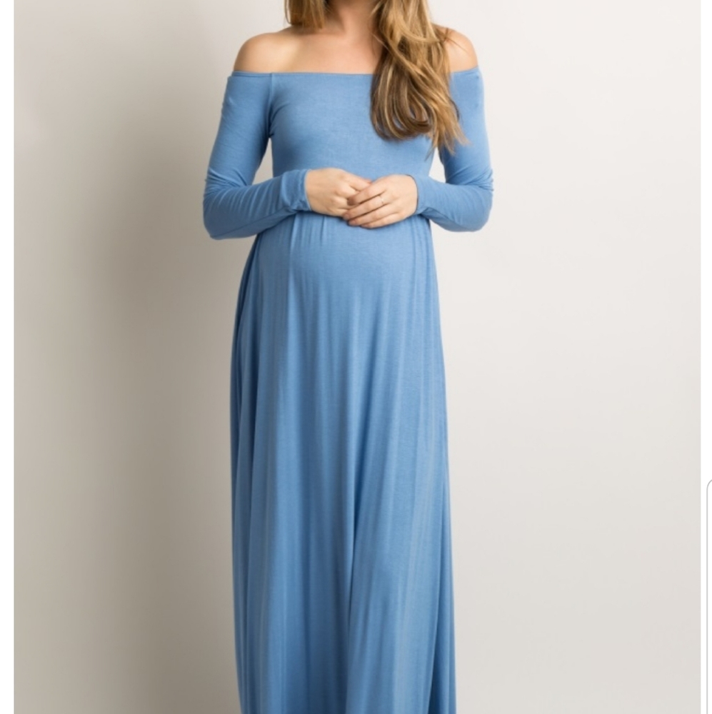 Blue Pinkblush off the shoulder maternity dress